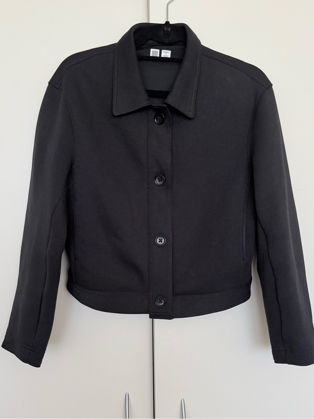 LEMAIRE Uniqlo U Black Cropped Scuba Button Collared High Neck Jacket EUC MEDIUM